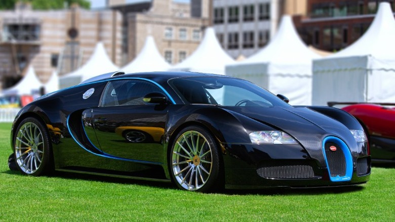 Bugatti Veyron parked on the grass
