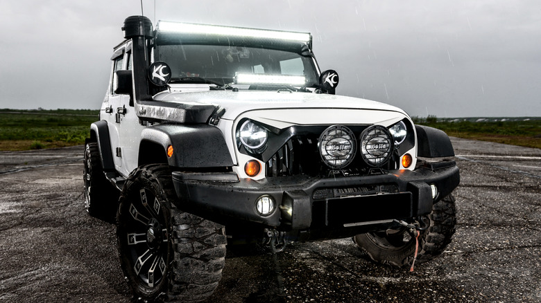 A Jeep Wrangler Rubicon in White