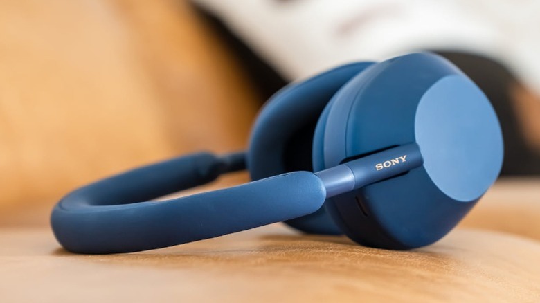 Blue Sony WH-1000XM5 headphones