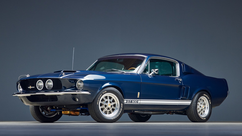 A Navy blue 1967 Shelby GT 500