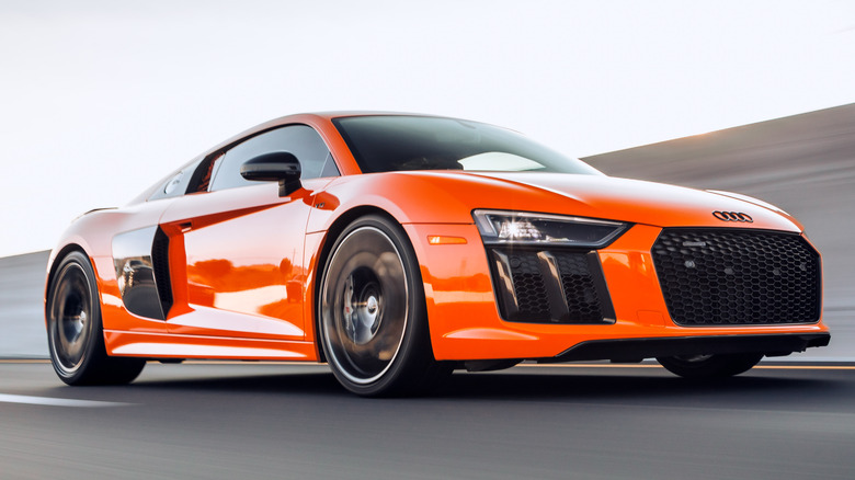 An orange 2020 Audi R8