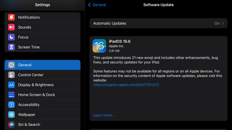 ipad software update screen