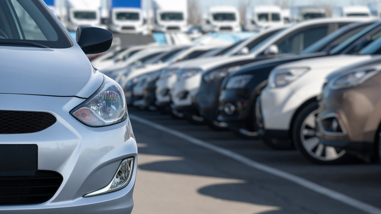 Used cars at a dealership