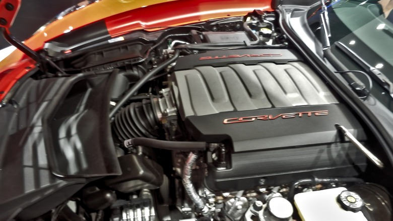 The C7 Chevy Corvette LT1 V8 engine.