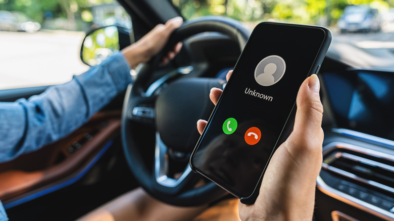 Driver call smartphone car