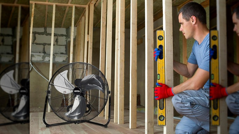 Central Machinery fan and worker