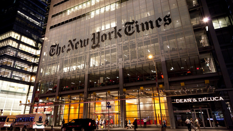 New York Times Building at night