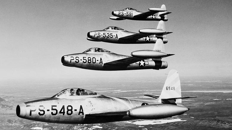 Flight of four F84 Thunderjets