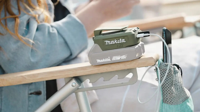 Makita power source on chair