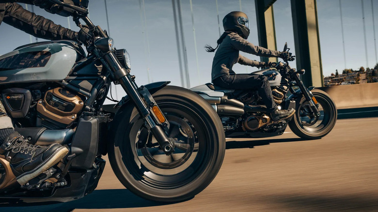 People riding Harley-Davidson Sportster S