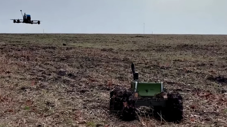 Ukraine kamikaze vehicle in field