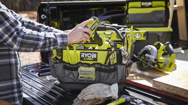 Ryobi Link tote bag with tools