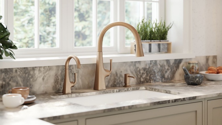 Kohler bronze faucet in kitchen