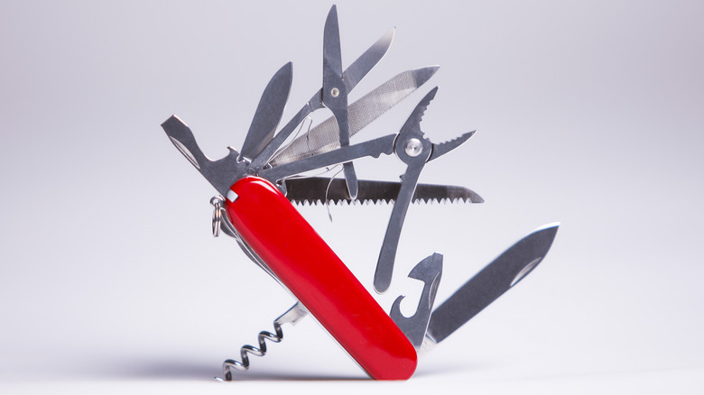 The Swiss Army Knife resting on the corkscrew