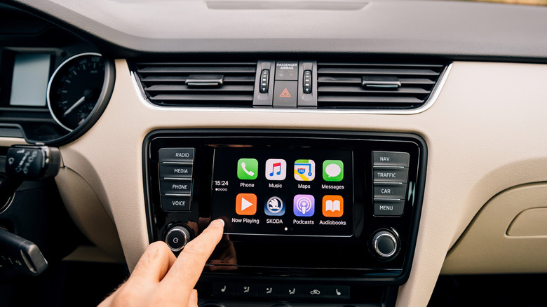 Car with Apple Car Play smart device for safe driving