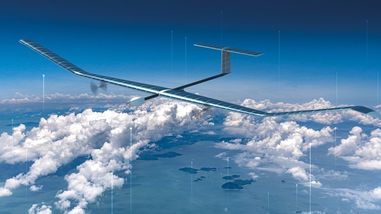 Artist's rendering of the Airbus Zephyr UAS flying high above the clouds