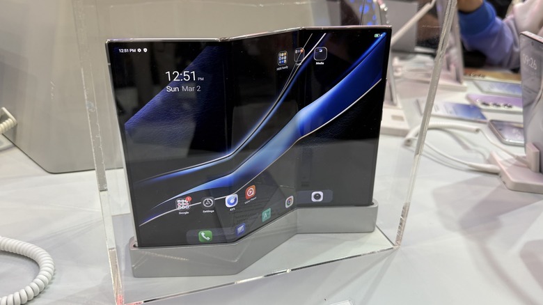 Tecno tri-fold phone under display glass