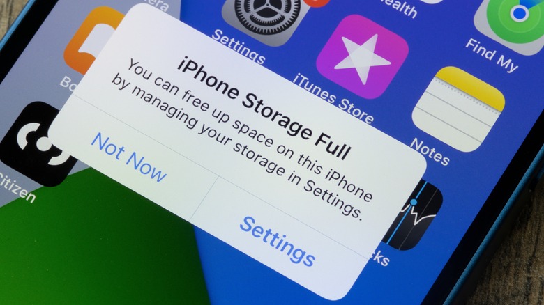 iphone storage full notification