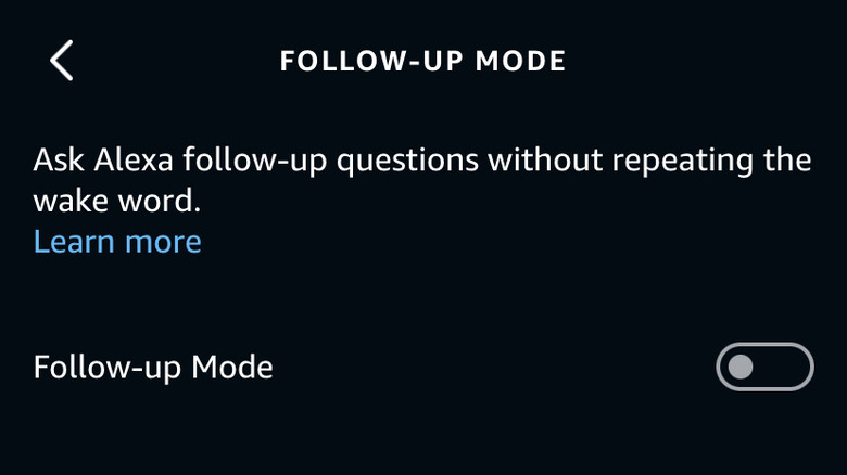 Follow-Up Mode menu