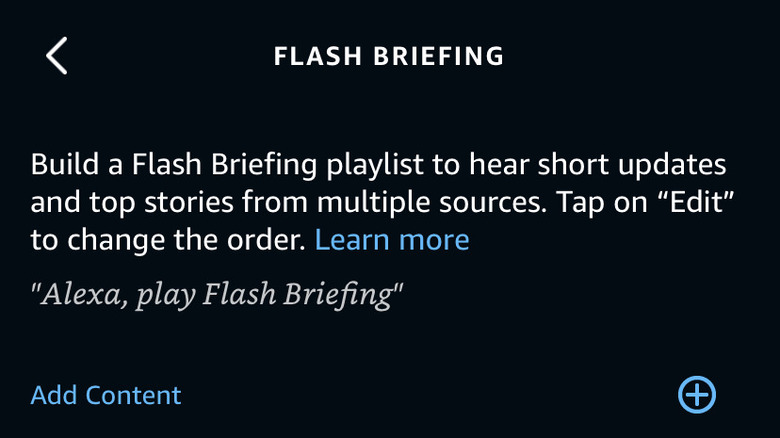 Flash Briefing menu