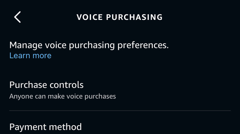 Voice Purchasing menu