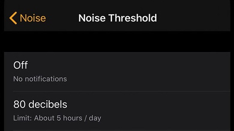 Noise threshold on Apple Watch