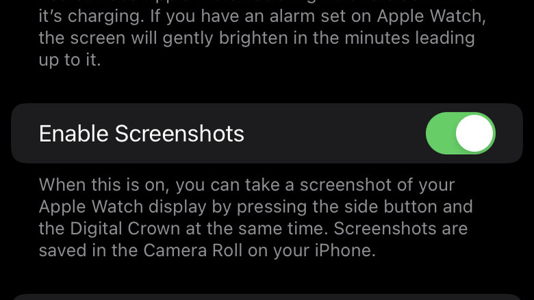 Enable screenshots on Apple Watch