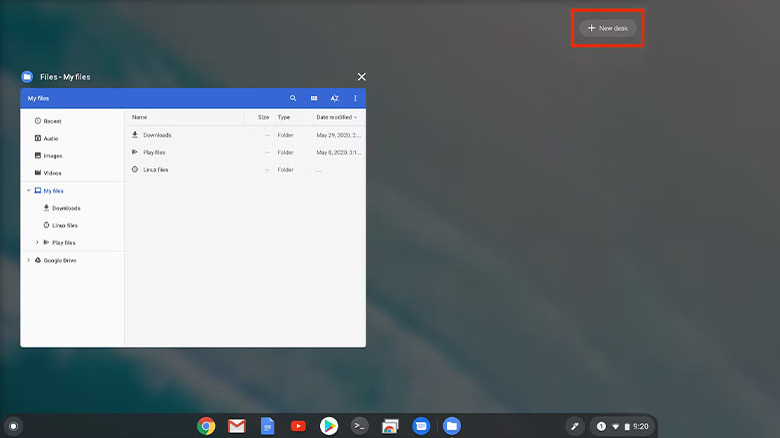Virtual desktop button on ChromeOS