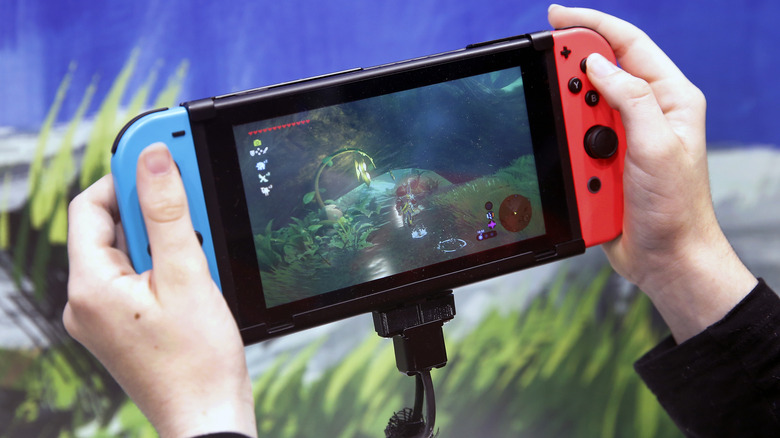 Nintendo Switch with BOTW shown