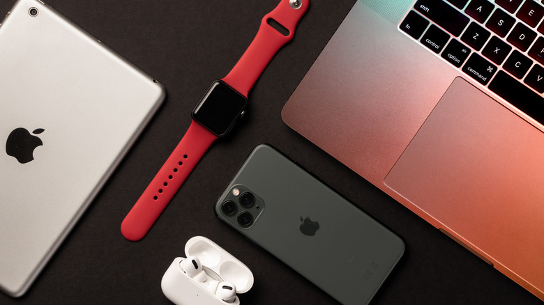 Apple Watch, iPhone, Macbook, and AirPods