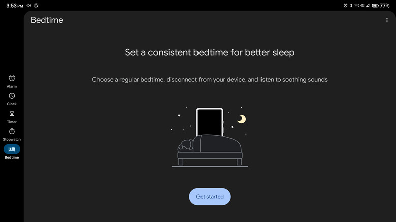 Bedtime tab on Android's Clock app