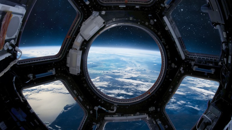 View of Earth through ISS porthole
