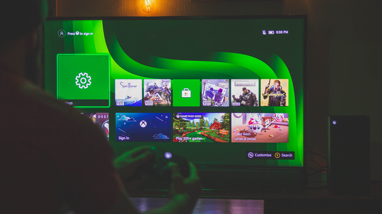 Xbox dashboard on TV