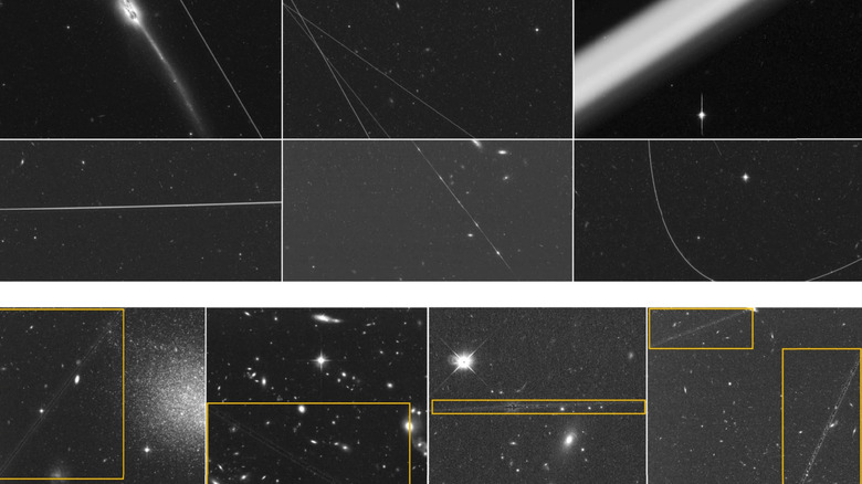 Satellite streaks Hubble images