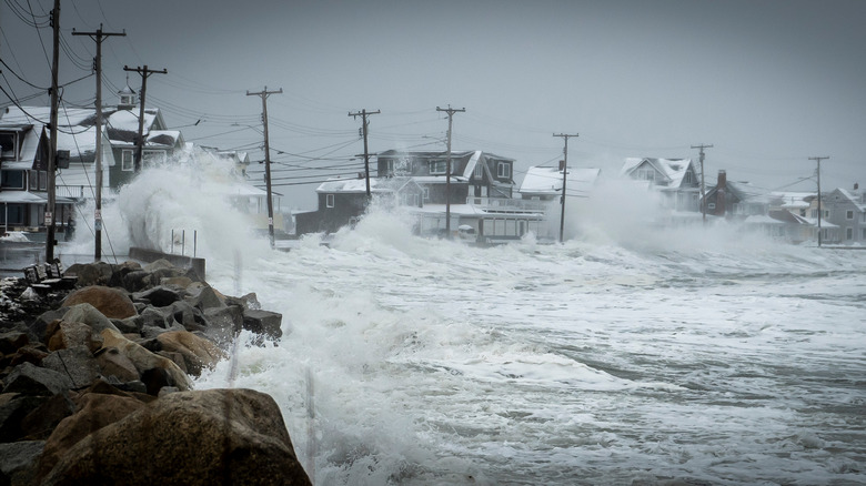 Seawall during a storm