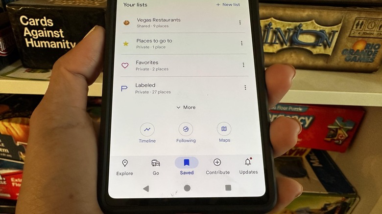 Google Maps saved lists Android