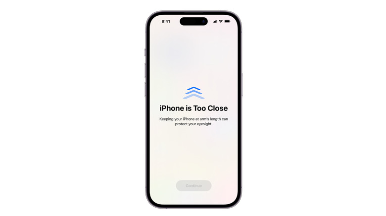 iPhone displaying Screen Distance warning message