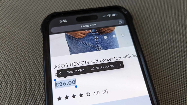 iphone currency conversion asos website