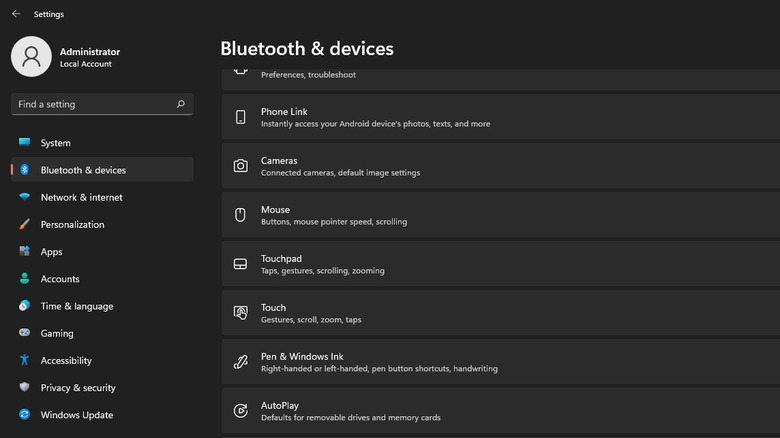 Windows settings screenshot