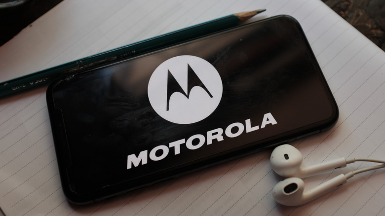 Motorola logo seen on a smartphone display.