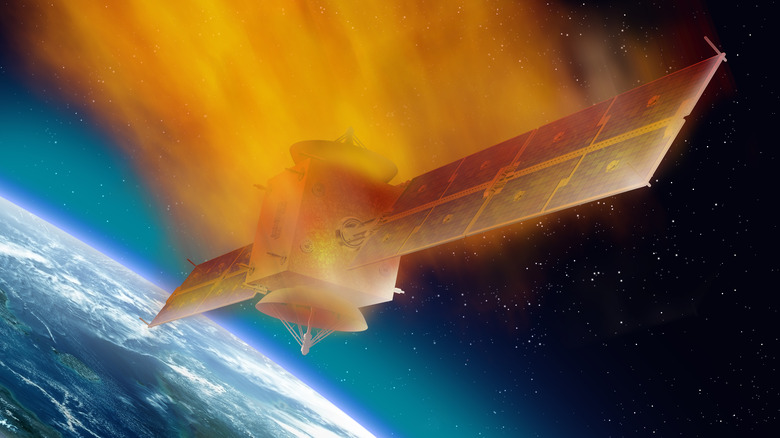 Satellite re-entering atmosphere