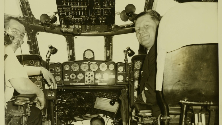 Flight deck of Tu-104 jet airliner