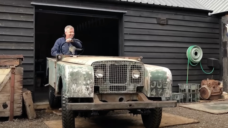 First Land Rover coming out of barn