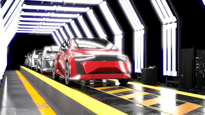 Futuristic car factory