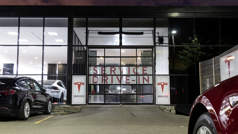 Tesla Model S at service center