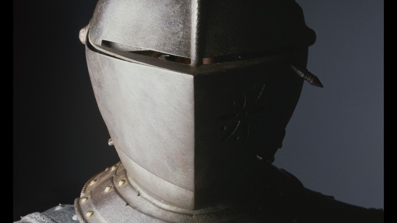 Medieval helmet with sloped sides