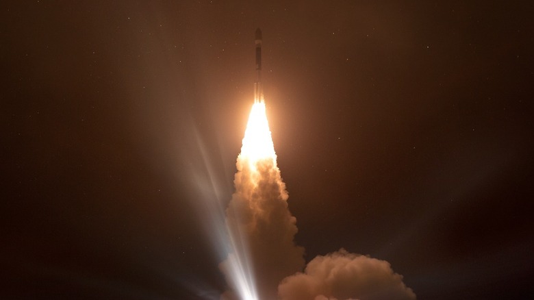 a ballistic missile launch at night