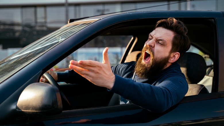 Man screaming out car window