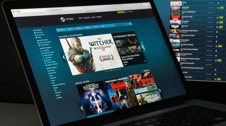 Steam storefront on laptop