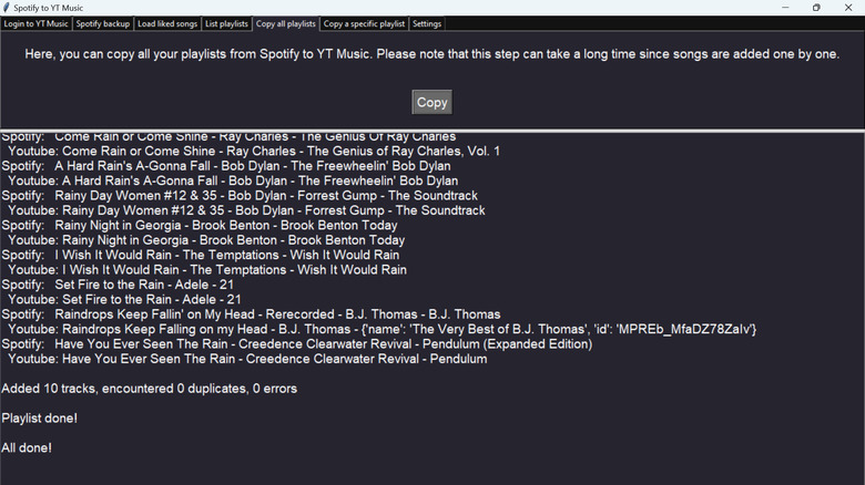 spotify2ytmusic copy all playlists process